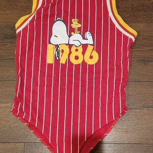 Peanuts Red and Yellow Striped Bodysuit
